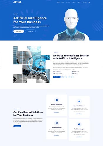 蓝色人工智能科技公司html5模板